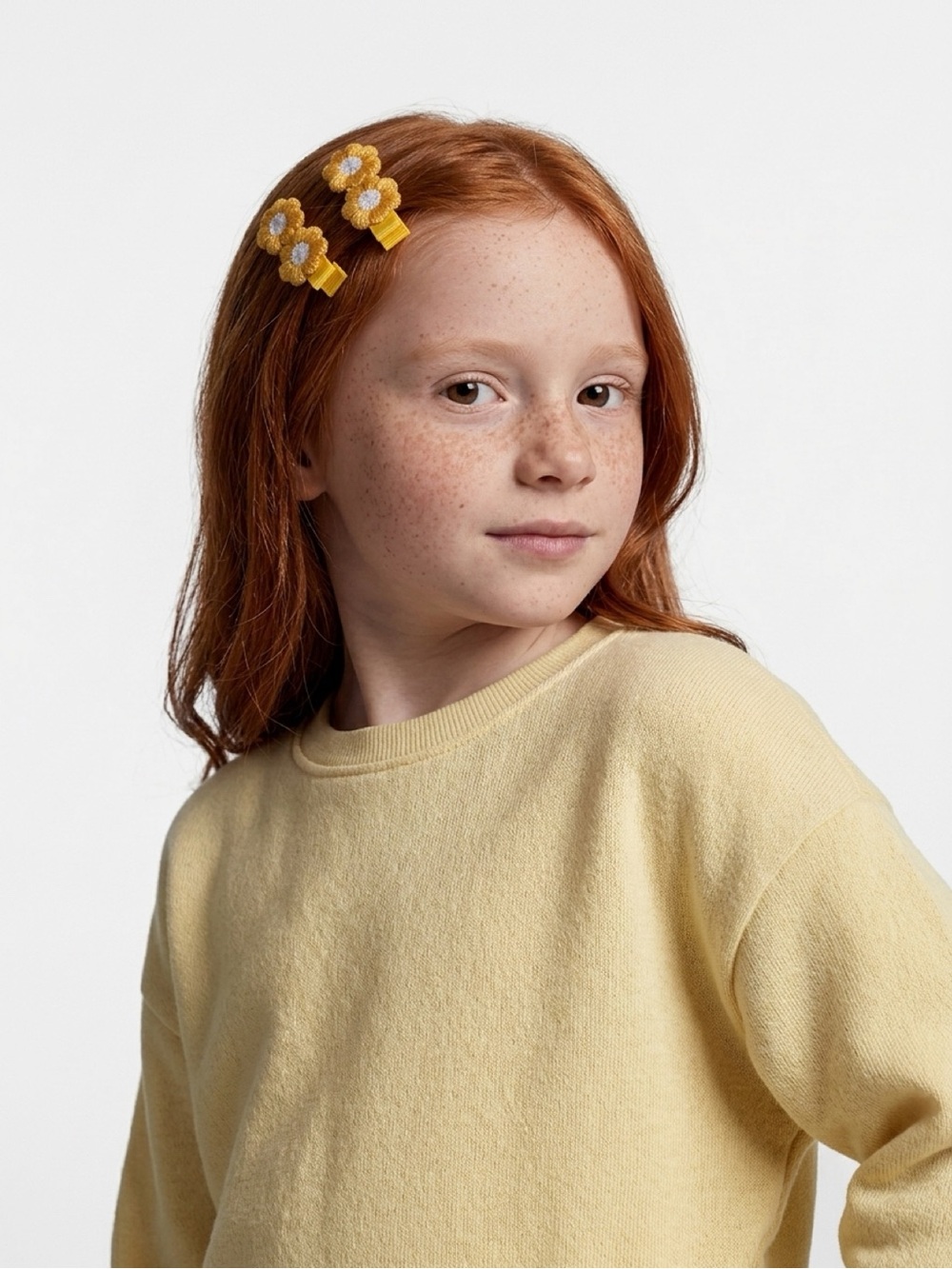 Handmade Yellow Flower Hair Clips | Floral Embroidered Barrettes